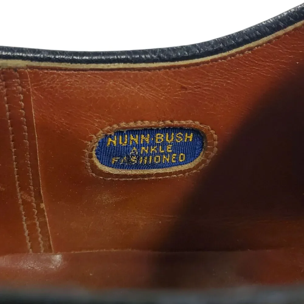 Vintage NUNN BUSH Shoes Mens Size 10 Brown Leather Oxford Wingtip Brogue Casual